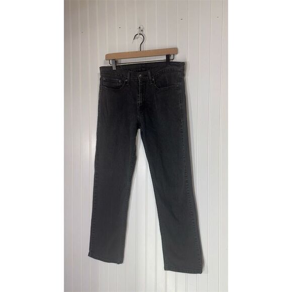 Levi’s 514 Straight Fit Jeans W34 L30 Black Denim Mid Rise Zip Fly Mens Classic - Picture 1 of 9